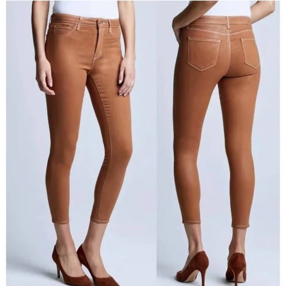 L'Agence Margot High Waisted Skinny Java Coated Jeans Size 28